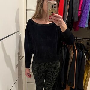JoyLab black cotton blend velour off the shoulder sweatshirt XS